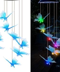 Butterfly Solar Wind Chimes-Color Changing LED